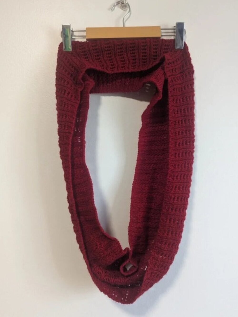 Burgundy Knit Circle Infinity Scarf